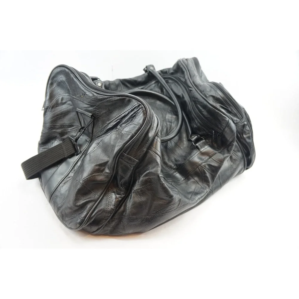 GC‎ Pioneer Express Black Patchwork Leather Duffel Bag Travel Weekender Carry On